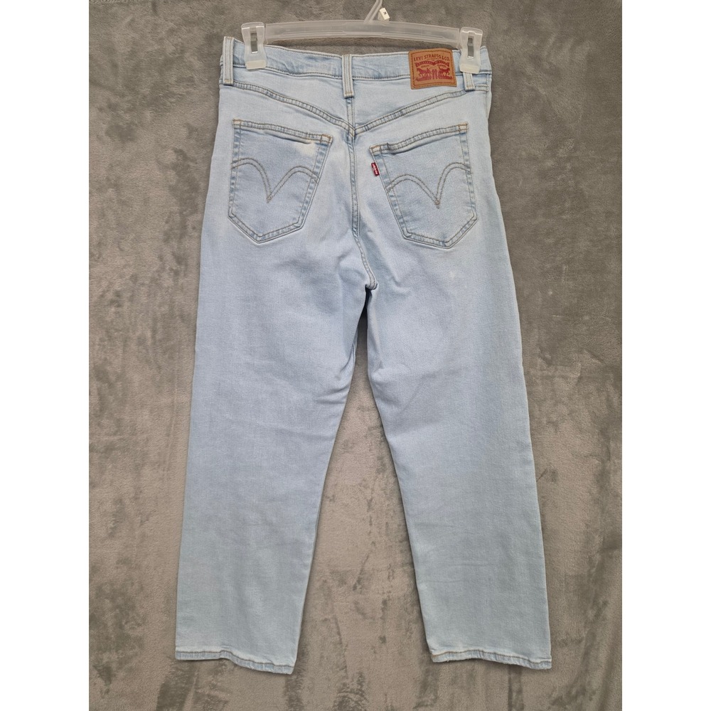 Levis Ribcage Straight Ankle Jeans Light Wash High Rise Denim Size 30 Button-fly